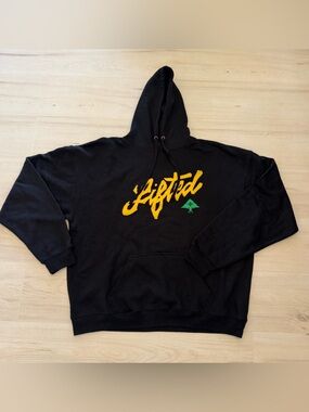 Lrg Black Hoodie with Yellow Script Logo XL